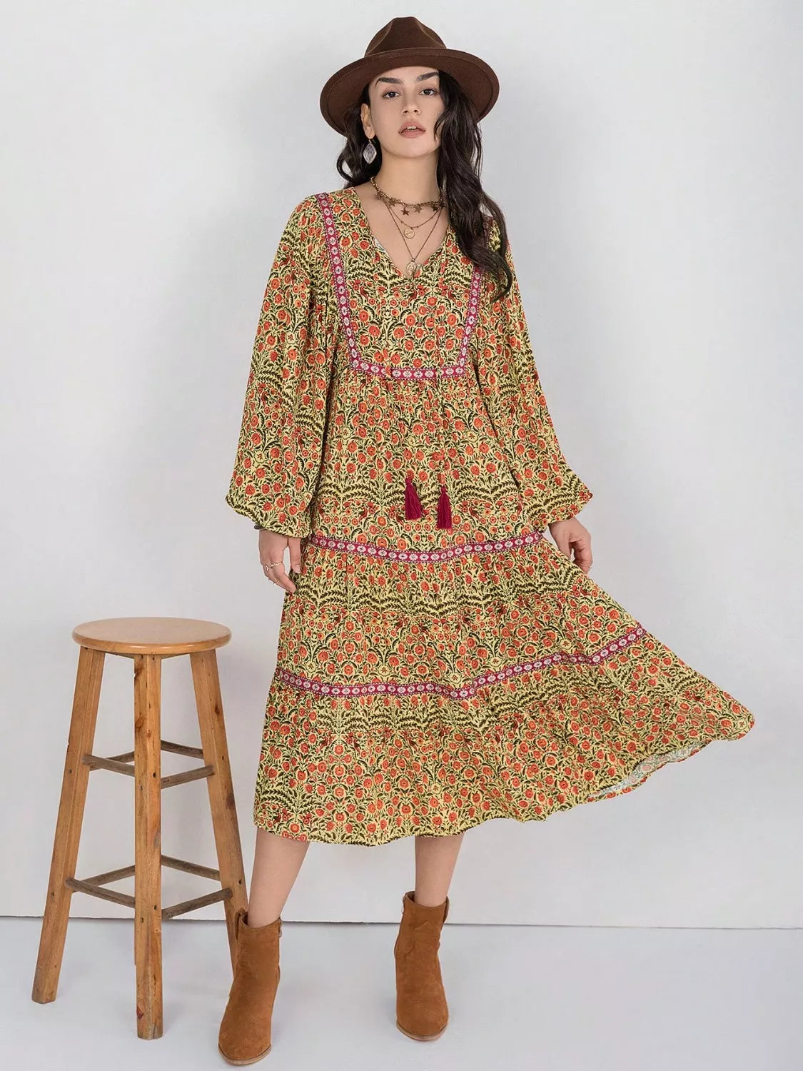 Boho Midi Dress Amber