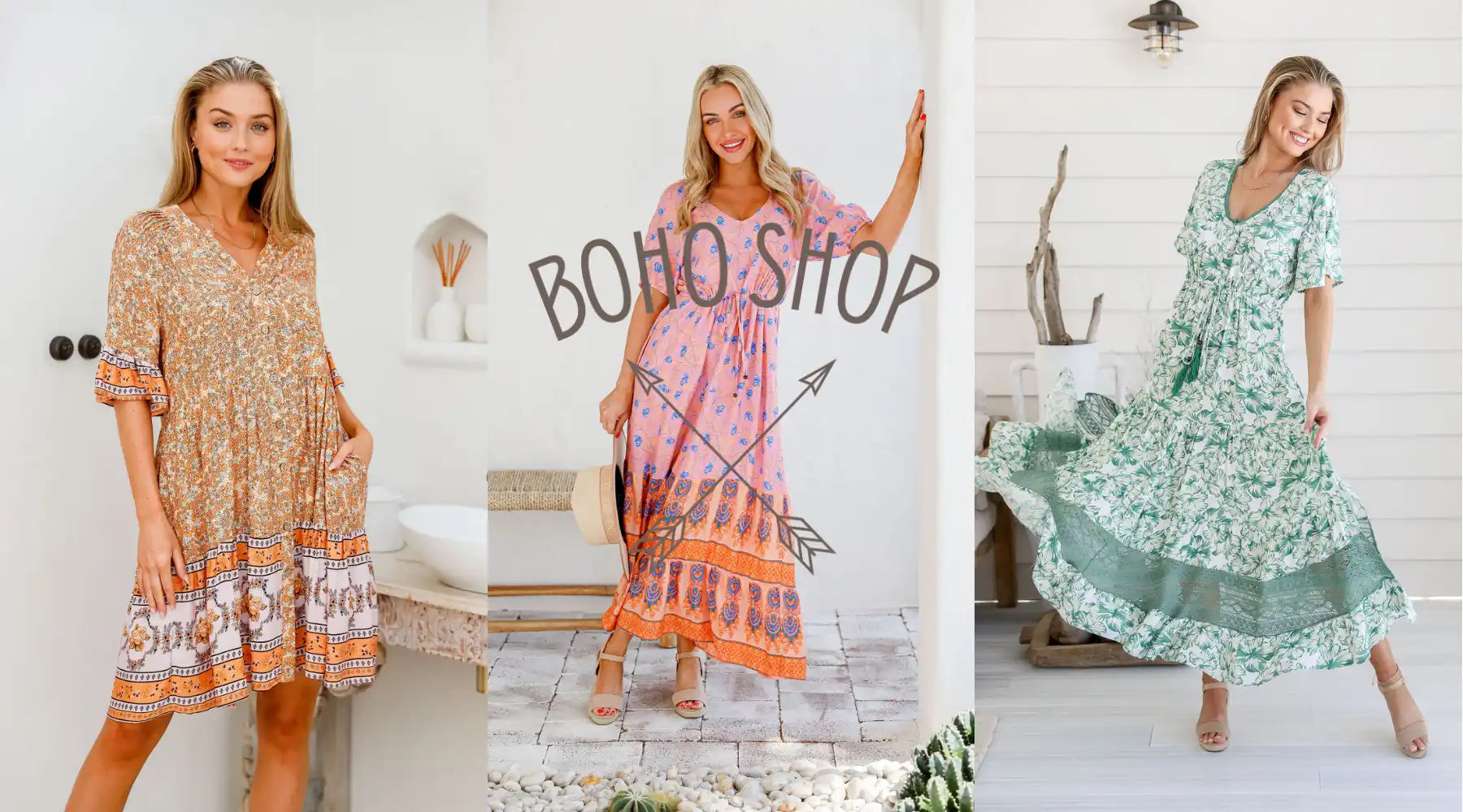 Boho-style dresses.