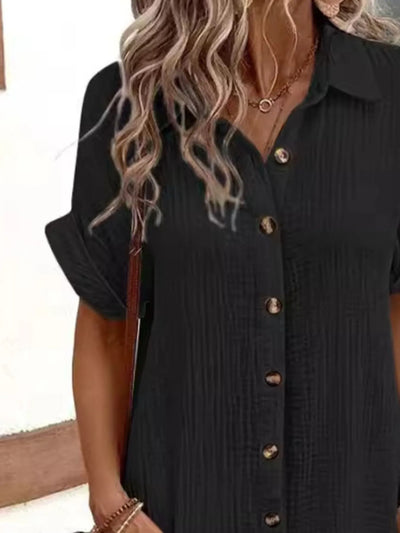 Casual Button Down Shirt Dress with Pockets