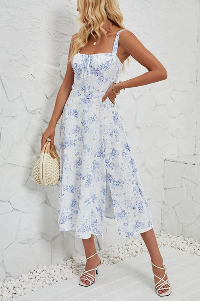 Floral Print Cami Dress with Side Slit