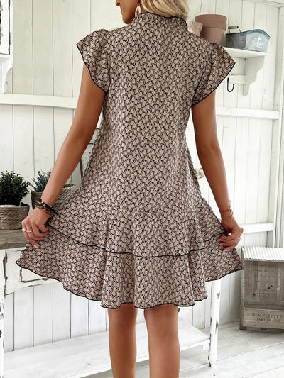Full Size Ruffled Layered Printed Mini Dress Plus Size