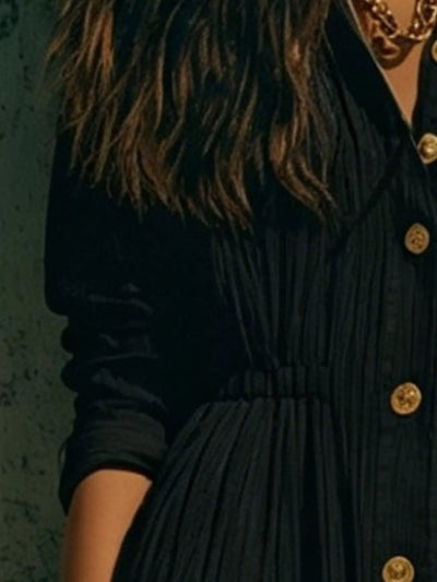 Full Size Textured Button Down Long Sleeve Maxi Dress Plus