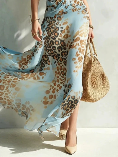 Leopard Print Sleeveless Maxi Dress