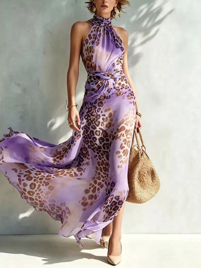 Leopard Print Sleeveless Maxi Dress