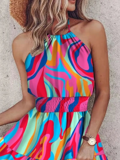 Paisley Print Halter Neck Mini Dress