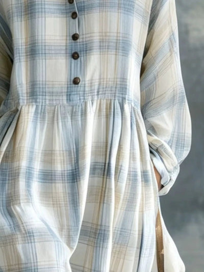 Plaid Button-Down Maxi Shirt Dress