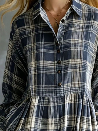 Plaid Button-Down Maxi Shirt Dress