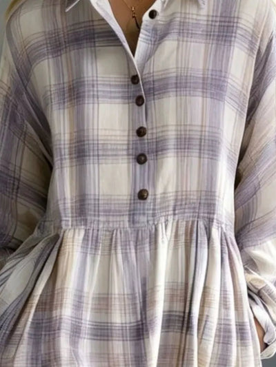 Plaid Button-Down Maxi Shirt Dress
