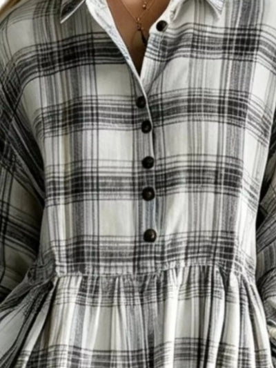 Plaid Button-Down Maxi Shirt Dress
