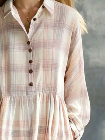 Plaid Button-Down Maxi Shirt Dress