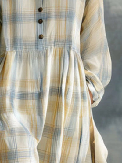 Plaid Button-Down Maxi Shirt Dress