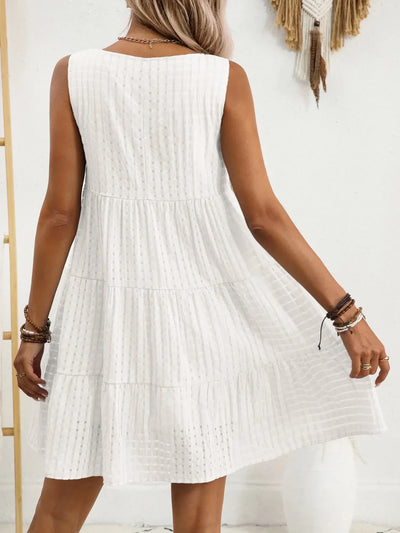 Plaid Round Neck Sleeveless Mini Dress
