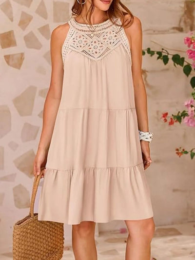 Ruffled Hem Lace Sleeveless Dress