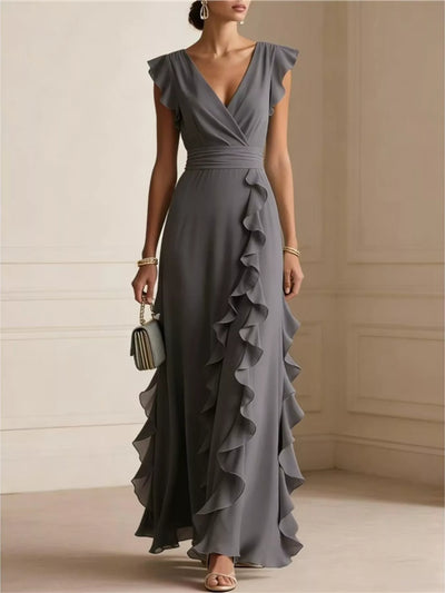 Ruffled Surplice Maxi Dress