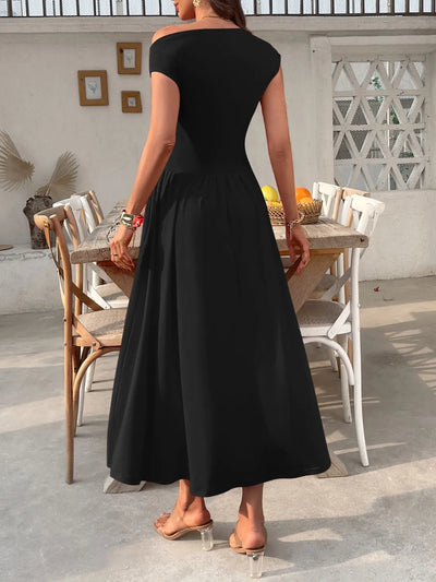Single Shoulder Dress with Pockets