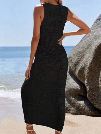 Sleeveless Crochet Knit Cover Up Maxi Dress