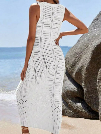 Sleeveless Crochet Knit Cover Up Maxi Dress