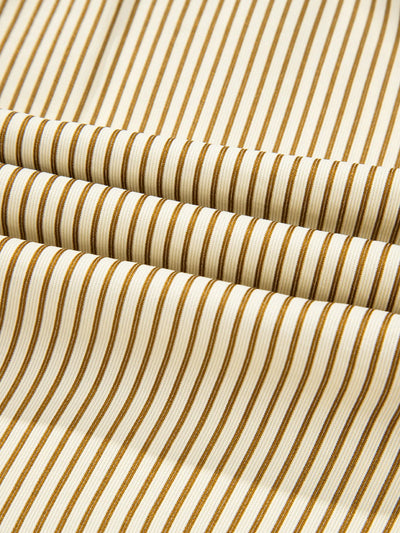 Stripe Collared Neck Cuffed Long Sleeve Drop Waist Mini